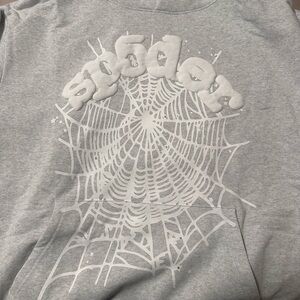GREY SP5DER HOODIE